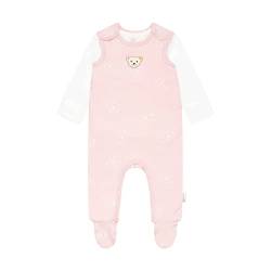 Steiff Unisex Baby Set Strampler mit Fuss + T-Shirt Langarm Kleinkind-Schlafanzüge, Silver PINK, 56 von Steiff