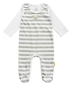 Steiff Unisex Baby Set Strampler mit Fuss + T-Shirt Langarm Kleinkind-Schlafanzüge, Soft Grey Melange, 74 von Steiff