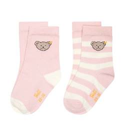 Steiff Unisex Kids Mini Basic Socken 2er Pack GOTS, Silver PINK, 30 von Steiff