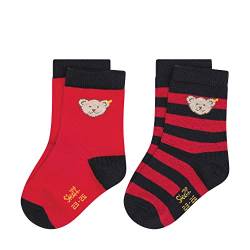 Steiff Unisex Kids Mini Basic Socken 2er Pack GOTS, Tango RED, 30 von Steiff