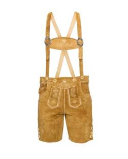 Steigenhöfer - Traditionelle Lederhose für Herren, Trachtenhose aus echtem Leder mit H-Trägern, Größe 46-62 - Für Oktoberfest, Feierlichkeiten und Events, Farbe: Hellbraun, Größe: 56 von Steigenhöfer Manufaktur