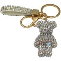 Steinfixx® Schlüsselanhänger Edler Strass Teddybär Cartoon Schlüsselanhänger mit Lederband (Teddybär Anhänger mit Schlüsselring und Karabinerhaken sowie Schlaufe), Schlüsselanhänger - Handyanhänger reich bestückt mit Rhinestones von Steinfixx