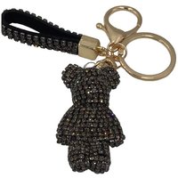 Steinfixx® Schlüsselanhänger Edler Strass Teddybär Cartoon Schlüsselanhänger mit Lederband (Teddybär Anhänger mit Schlüsselring und Karabinerhaken sowie Schlaufe), Schlüsselanhänger - Handyanhänger reich bestückt mit Rhinestones von Steinfixx