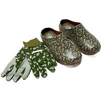 Steinnacher Bärbel Black Fox Damen Gartenclogs Alba khakigrün Blumen mit Handschuhen Clog von Steinnacher Bärbel