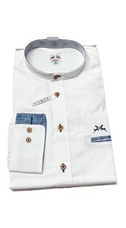 Maddox Klassisches Herren Trachtenhemd weiß blau Stehkragen Stickerei (DE/NL/SE/PL, Alphanumerisch, XL, Regular, Regular, Standard, weiß) von Steinnacher