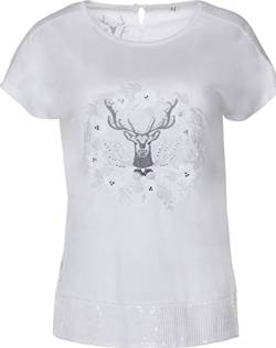 Marjo Damen Trachtenshirt T-Shirt Bienchen Casual weiß Hirschmotiv (XL) von Steinnacher
