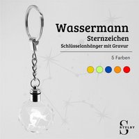 Stelby Schlüsselanhänger mit Gravur Sternzeichen Schlüsselanhänger LED Multicolor mit Geschenkbox (alle Sternzeichen) von Stelby