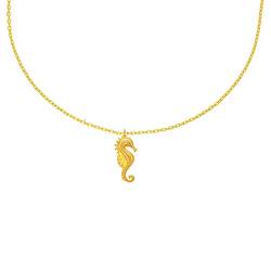 Stella-Jewellery 585er Gold Kette mit Seepferdchen Anhänger Zirkonia 42cm inkl. Etui Halskette Collier von Stella-Jewellery