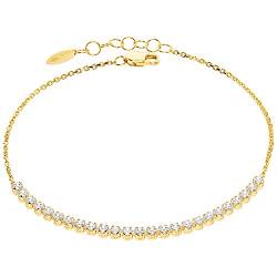 Stella-Jewellery Damen Armband 585er Gelbgold Zirkonia Armkette Goldarmband Kettenarmband Etui von Stella-Jewellery