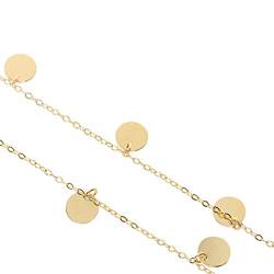 Stella-Jewellery Halskette für Damen mit 5 Plättchen 42-45 cm Armkette 585 Gold Kreis von Stella-Jewellery