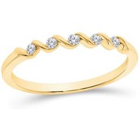 Stella-Jewellery Memoirering 585er Gelbgold Ring 5 Diamanten ca. 0,10 ct,Gr. 54 (Memoryring), Goldschmuck für Damen von Stella-Jewellery