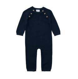 Stellou Overall für Babys und Kleinkinder, FARBE, aus Baumwolle, mit Knöpfen in Holz-Optik und schrägen Raglanärmeln (80, Navy) von Stellou & friends