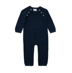 Stellou Overall für Babys und Kleinkinder, Navy, aus Baumwolle, mit Knöpfen in Holz-Optik und schrägen Raglanärmeln, Größe 74 von Stellou & friends