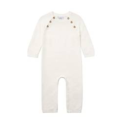 Stellou Overall für Babys und Kleinkinder, Weiß, aus Baumwolle, mit Knöpfen in Holz-Optik und schrägen Raglanärmeln, Größe 80 von Stellou & friends