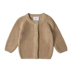 Stellou & friends Cardigan-Strickjacke für Mädchen und Jungen | Hochwertige Baby-Kleidung aus 100% Baumwolle | Gr. 62/68 - Beige von Stellou & friends
