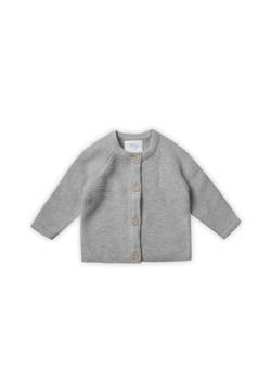 Stellou & friends Cardigan-Strickjacke für Mädchen und Jungen mit Knöpfen in Holz-Optik | Hochwertige Baby-Kleidung aus 100% Baumwolle - IV V I Gr. 62/68 - Stone Grey Melange von Stellou & friends