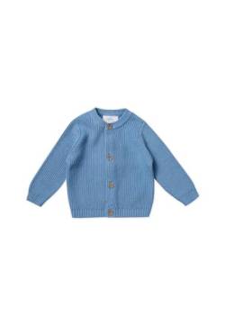 Stellou & friends Cardigan-Strickjacke für Mädchen und Jungen mit Knöpfen in Holz-Optik | Hochwertige Baby-Kleidung aus 100% Baumwolle - IV V I Gr. 74/80 - Cerulean von Stellou & friends