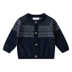 Stellou & friends Cardigan-Strickjacke für Mädchen und Jungen mit Norwegen Muster | Hochwertige Baby-Kleidung aus 100% Baumwolle - III V I Gr. 86/92 - Navy von Stellou & friends