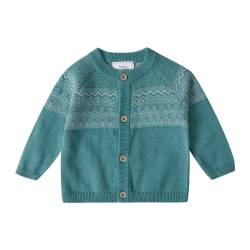 Stellou & friends Cardigan-Strickjacke für Mädchen und Jungen mit Norwegen Muster | Hochwertige Baby-Kleidung aus 100% Baumwolle - III V I Gr. 86/92 - Salbei von Stellou & friends