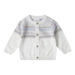 Stellou & friends Cardigan-Strickjacke für Mädchen und Jungen mit Norwegen Muster | Hochwertige Baby-Kleidung aus 100% Baumwolle - III V I Gr. 86/92 - Weiß von Stellou & friends