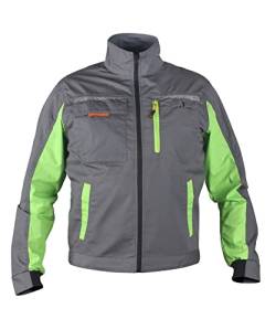 Prisma Arbeitsjacke Herren Multifunktionale Arbeitsjacke Männer Bundjacke - reflektierende Streifen - enge Passform - Ripstop: Grau/Grün 52 von Stenso