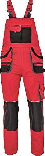 Stenso Des-Emerton Herren Arbeits-Latzhosen Herren Arbeitshosen Latzhose Slim Fit Schutz-Latzhose mit Kniepolstertaschen - Rot EU48 von Stenso