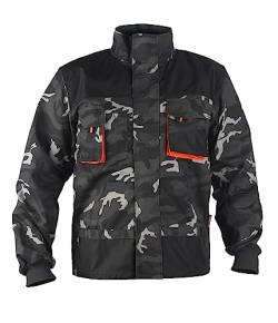 Stenso Emerton Arbeitsjacke Herren Multifunktionale Arbeitsjacke Männer Bundjacke - strapazierfähig - Camouflage Dunkelblau/Schwarz/Orange 50 von Stenso