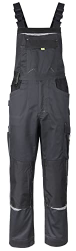 Stenso Prisma Arbeitslatzhose Herren mit Multifunktions und Knie-Taschen - Latzhose Männer Lang - Grau mit Elasthan EU46 von Stenso