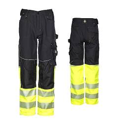 Stenso Prisma Warnschutzhose Herren Warnschutz Hose Herren Arbeitshose EN ISO 20471 Schwarz/Gelb EU50 von Stenso