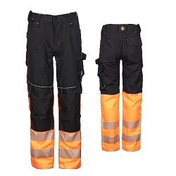 Stenso Prisma Warnschutzhose Herren Warnschutz Hose Herren Arbeitshose EN ISO 20471 Schwarz/Orange EU48 von Stenso