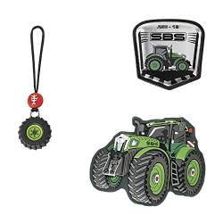 Step by Step Magic Mags Green Tractor Fred“, 3-teilig, 2 Magnet-Applikationen und 1 Anhänger, als Ergänzung für den Schulranzen oder Vorschulrucksack, für Jungen von Step by Step