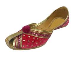 Step n Style Damen Samt & Leder Khussa Schuhe Punjabi Jutti indische handgefertigte Ballett, Pink (rose), 39 EU von Step n Style