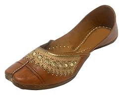 Step n Style Punjabi Jutti Khussa Schuhe Perlen Schuhe Bestickte Schuhe Kleid Schuhe, Beige (hautfarben), 41 EU von Step n Style