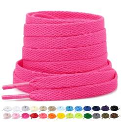 Stepace 2 Paar Flache Schnürsenkel, 8 mm Breite Premium Ersatz Schuhbänder für Turnschuhe, Sport, Freizeitschuhe Hot Pink 130 von Stepace