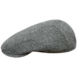 Sterkowski Alex Schiebermütze Herren Tweed | Harris Tweed Schirmmütze Männer | Flat Cap Men Gatsby Mütze Herren Winter Kappe Herren Harris Tweed Schiebermütze Golfmütze Herren 61 cm Schwarz/Grau von Sterkowski