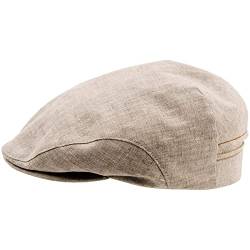 Sterkowski Derby Flatcap | 100% Leinen Schiebermütze Herren Sommer Flat Cap Der Große Gatsby Sonnenhut Herren Kappe Herren Schirmmütze Herren Mütze Kappen Herren 58 cm Beige von Sterkowski