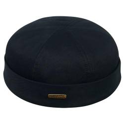 Sterkowski Docker Dockermütze Herren Winter | Baumwolle Docker Cap Herren Winter | Docker Mütze Herren Winter Mütze Ohne Schirm Biker Cap Herren Dockers Cap Herren Damenmütze Schwarz 57 cm von Sterkowski