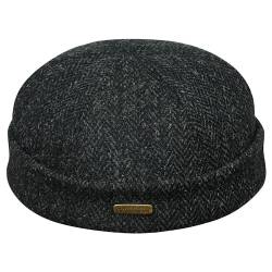 Sterkowski Docker Mütze | Harris Tweed Beanie Kappe für Herren und Frauen | Docker Cap Leon der Profi Beanie Herren Fahrrad Mütze Kapitänsmütze Herren Wintermütze Herren 57 cm Schwarz von Sterkowski