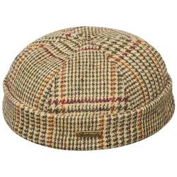 Sterkowski Docker Mütze | Harris Tweed Beanie Kappe für Herren und Frauen | Docker Cap Leon der Profi Beanie Herren Fahrrad Mütze Kapitänsmütze Herren Wintermütze Herren Beige Kariert 56 cm von Sterkowski