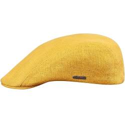 Sterkowski Gecko Schiebermütze Herren Sommer | 100% Leinen Mütze Herren Und Damen | Hut Herren Retro Schiebermütze Urbane Herrenmütze Herren Trendmütze Golf Cap Herren 55 cm Hellgelb von Sterkowski