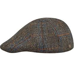 Sterkowski Ivy Five Gatsby Mütze Herren | Harris Tweed Baskenmütze Herren | Schiebermütze Winter Schirmmütze Herren Winter Flatcap Herren Schiebermütze Herren Cabrio Mütze Herren 54 cm Braun/Blau von Sterkowski