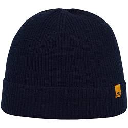 Sterkowski Kingfish Strickmütze | Merinowolle und Recyceltem Kaschmir Beanie für Herren und Frauen | Rippenrand Still Wintermütze Herren Beanie Mütze Herren Fisherman Beanie 54-62 cm Dunkelblau von Sterkowski