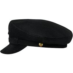 Sterkowski Lennon Mütze | 100% Baumwollkord Breton-Stil Mütze für Herren und Frauen | schiebermütze Herren schirmmütze Damen sommermütze Herren Cap Damen Sommer caps männer 54 cm Schwarz von Sterkowski