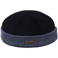 Sterkowski Navy Watch | Wolle Beanie Kappe für Herren und Frauen | Docker Cap Leon der Profi Beanie Herren Fahrrad Mütze Kapitänsmütze Herren Wintermütze Herren 55 cm Schwarz/Grau von Sterkowski