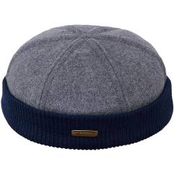 Sterkowski Navy Watch | Wolle Beanie Kappe für Herren und Frauen | Docker Cap Leon der Profi Beanie Herren Fahrrad Mütze Kapitänsmütze Herren Wintermütze Herren 57 cm Grau/Dunkelblau von Sterkowski