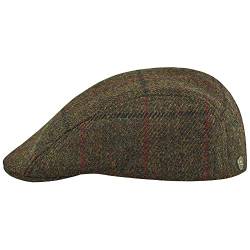 Sterkowski Norte Schirmmützen Für Herren | Harris Tweed Flatcap Herren | Newsboy Cap Herren Schlägermütze Herren Schiebermütze Herren Tweed Schiebermütze Wolle 62 cm Khaki/Rot von Sterkowski