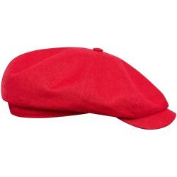 Sterkowski Rowdy Schiebermütze Leinen | Leinen Herren Cap Sommer | Modische Schiebermütze Baker Boy Hut Herren Sommerkappe Herren Elegante Herrenmütze Herren Trendmütze Lässige Herrenmütze 56 cm Rot von Sterkowski