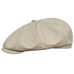 Sterkowski Shelby Mütze | Baumwolle Schiebermütze für Herren | Schiebermütze Herren Schirmmütze Herren Ballonmütze Herren Gatsby Mütze Paperboy Cap Newsboy Cap Flat Cap 55 cm Beige-Grau von Sterkowski