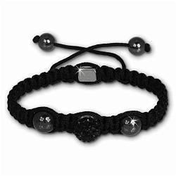 Shamballa Armband mit 1 Glitzerkugel schwarz original SterlinX Zirkonia-Hämatit Shambhala Armbänder SHS11S von SterlinX