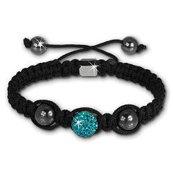 Shamballa Armband mit 1 Glitzerkugel türkis original SterlinX Zirkonia-Hämatit Shambhala Armbänder SHS11T von SterlinX